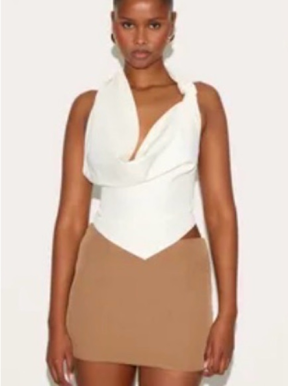 PLT White Draped Halter Top